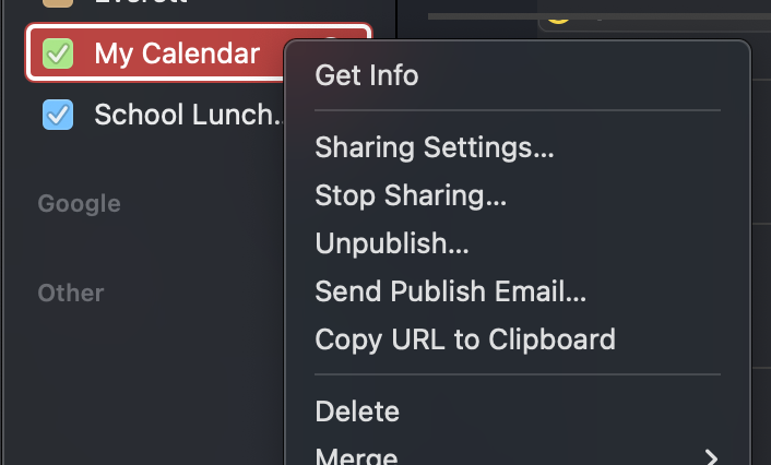 iCloud Calendar copy link